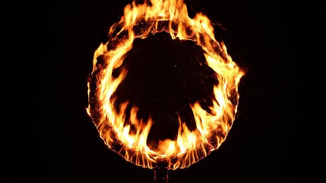 Fiery Ring Animation with Cinematic Motion and Dark Background for Epic Concepts