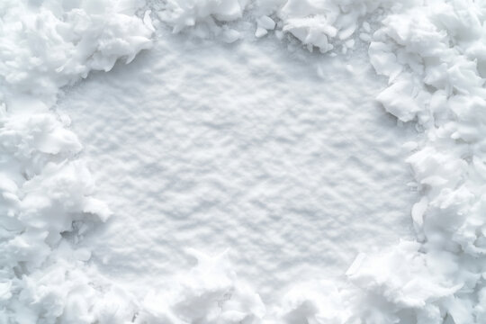 Fresh fluffy snow frame copy space
