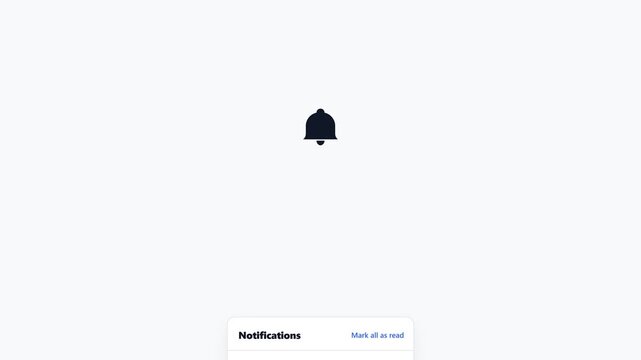 Premium notification bell with physics-based shake interaction and smooth dropdown panel.