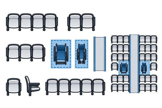 Seating layout symbols with wheelchair spaces