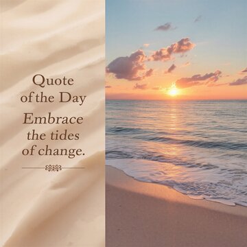 Inspirational Quote of the Day with Peaceful Ocean Sunset.