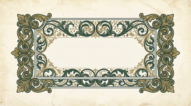 Vintage ornamental frame vector illustration with baroque floral scrolls, victorian flourishes, and copy space