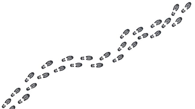 Footsteps vector path track silhouette on white background