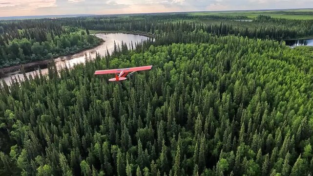 ALASKA - 9.3.2026 - Wonderful aerial footage of a bush pilot flying over forested wetlands of Alaska.