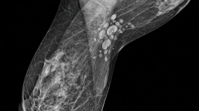 Detailed Mammography Image of Breast Tissue With Calcifications