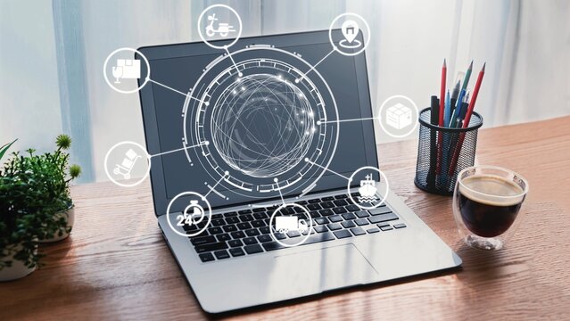 Goods delivery tracking icons show shipping, goods delivery routes, and logistics monitoring. Goods delivery tracking ensures timely goods delivery, secure handling, and accurate tracking. Gist