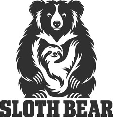 Fototapeta premium Stylized Sloth Bear Negative Space Logo Design