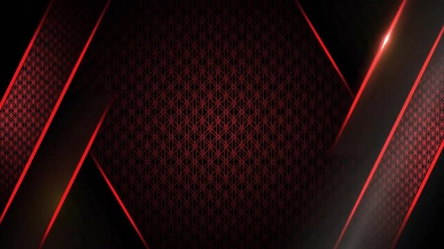 Abstract Black and Red Geometric Motion Background with Glowing Lines