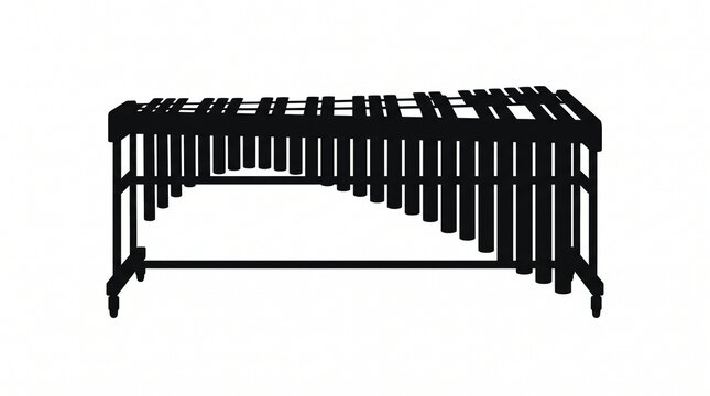 Black silhouette of a marimba musical instrument on a white background