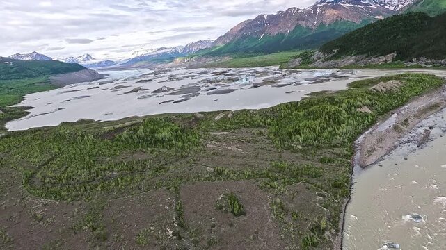 ALASKA - 9.3.2026 - Wonderful aerial footage moving over Alaska's Little Bremner Glacier.