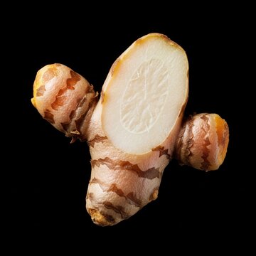 A Fresh Turmeric Root Cut In Half Showing Its Vibrant Interior