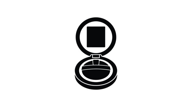 Compact mirror with open lid is a black silhouette