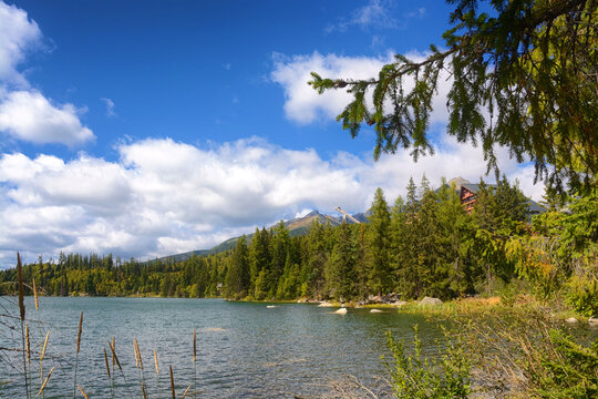 Landscape of picturesque &Scaron;trbsk&eacute; Pleso (lake) in the High Tatras, Slovakia, situated at an altitude of 1,346 meters above sea level. 