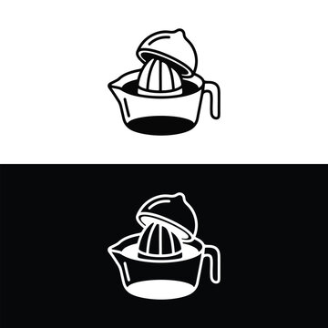 Simple Line Art Icon of a Citrus Juicer with Lemon.