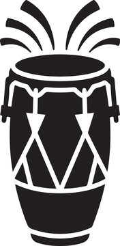 Black and white vector illustration of musical conga drum