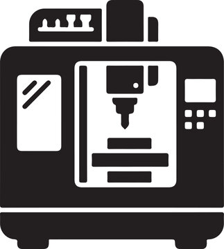 Black and white vector icon of industrial milling machine