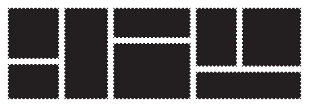 postage stamp. Blank postage stamp. Clean postage stamp template. Postage icon. blank rectangle and square Postage stamp frames.