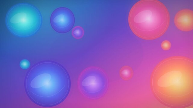 Colorful Iridescent Glass Orbs Floating on Abstract Gradient Background