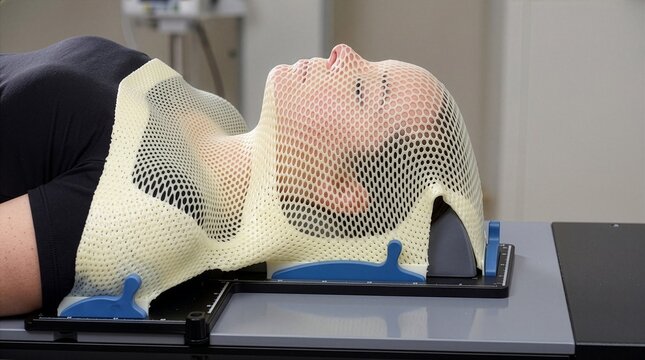 Patient Thermoplastic Immobilization Mask Radiotherapy Treatment