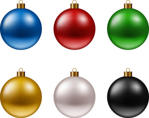 Obraz premium set of christmas baubles. collection of 3d glossy christmas balls in different colors. Isolated christmas decorations