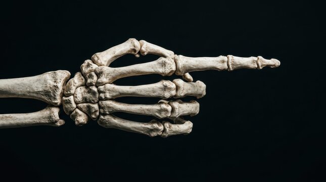 Human skeleton hand pointing with index finger