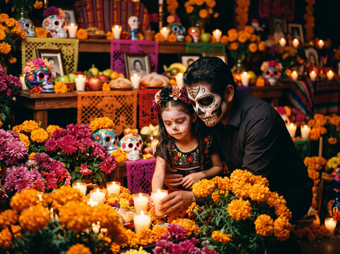 D&iacute;a de los Muertos, Dia de los Muertos, Day of the Dead, Mexican Day of the Dead, Mexican families, family celebration, cemetery, Mexican cemetery, candlelit cemetery, Day of the Dead cemetery, decora