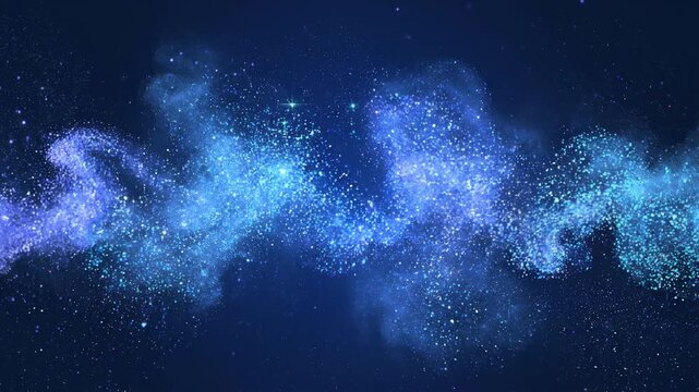 Abstract cosmic nebula flow with glowing particles during celestial voyage