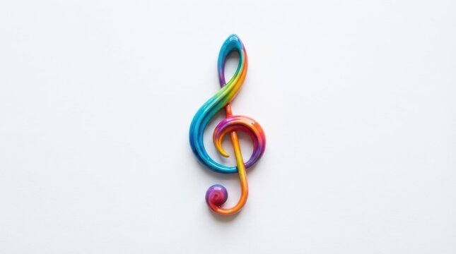Rainbow colored treble clef music note symbol