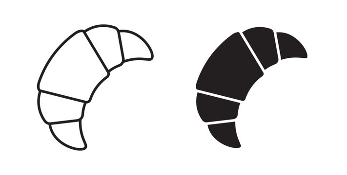 Croissant icon flat outline in black