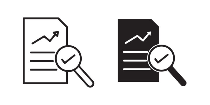 Analytics report icon flat outline in black