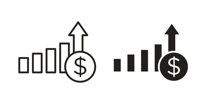 Revenue icon flat outline in black