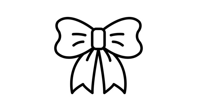 Simple outline style icon of a decorative gift bow with line art vector graphic ribbon bow UI element web icon simple design black and white gift wrapping