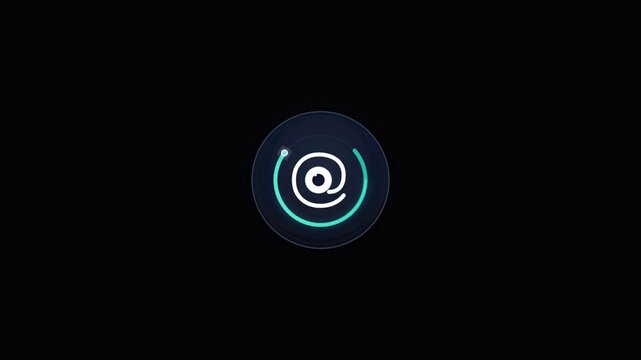 Minimalist digital at symbol icon glowing against dark background