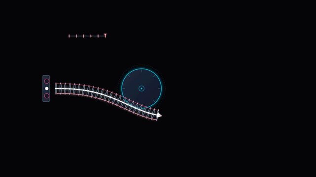 Abstract digital simulation of physics and motion on black background