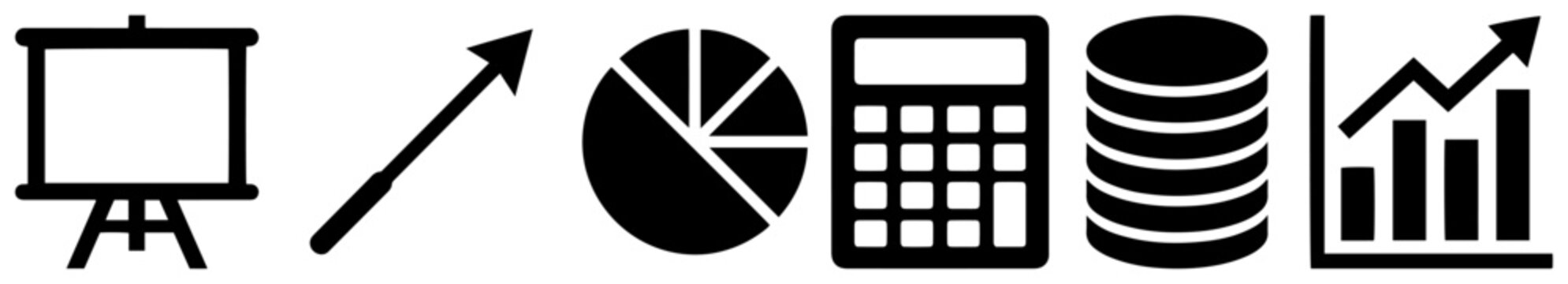 Business finance icons with charts calculator and coins
