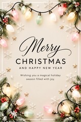 Obraz premium Festive Greeting Card With Decorations for Christmas and New Year