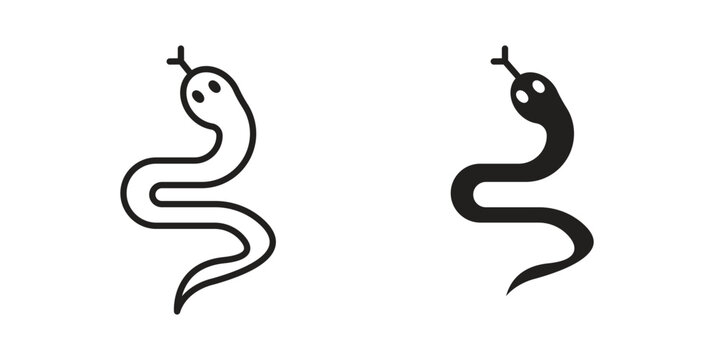 Snake icon flat outline in black