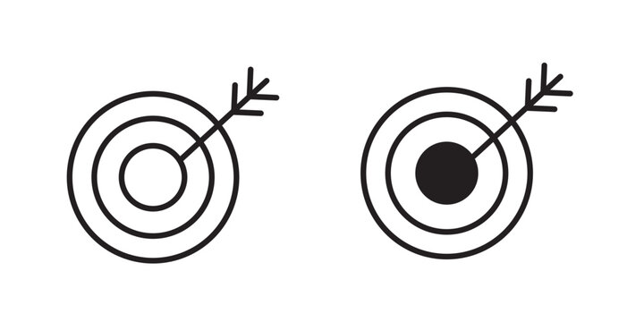 Bullseye icon flat outline in black