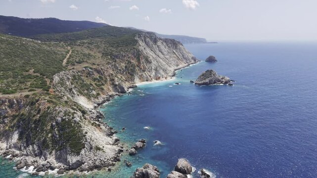 Petani, Kefalonia, Greece, aerial drone view