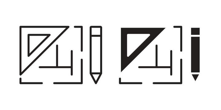 Floor plan icon flat outline in black