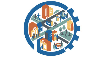 Obraz premium Community health and wellness lifestyle in urban city environment