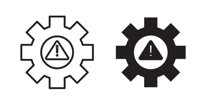 Technical warning icon flat outline in black