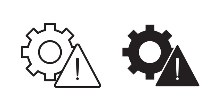 Technical warning icon flat outline in black