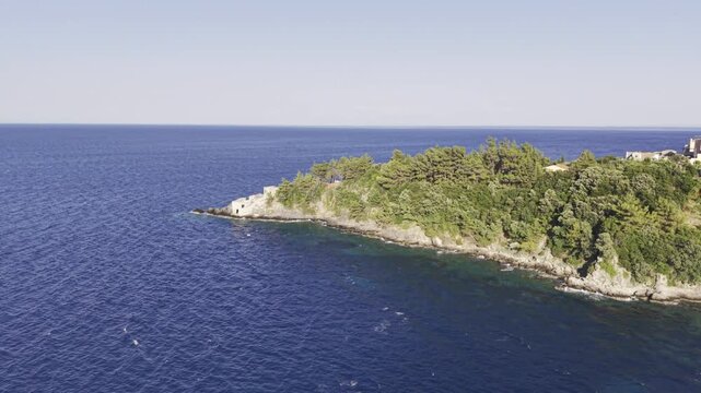 Lefkes, Kefalonia, Greece, aerial drone view,