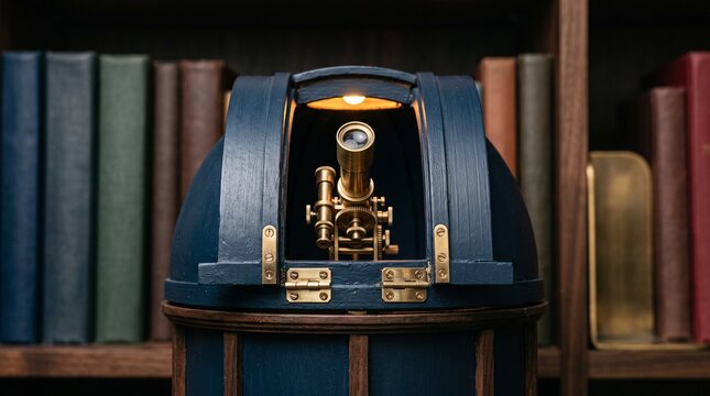 Tiny observatory dome opens inside a hallway bookshelf
