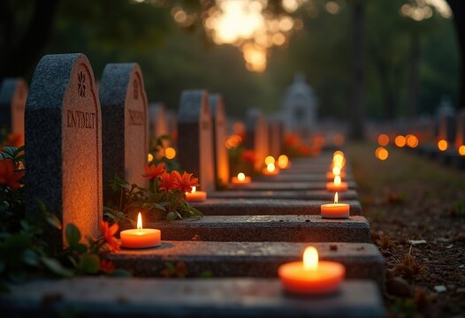 Cemetery Visit Souls Day Remembrance Graves Prayer Candles Reflections Peaceful Tribute Observe