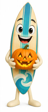 Cute surfer with pumpkin