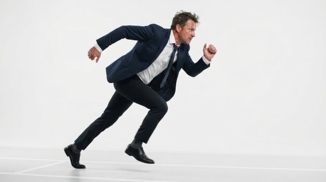 Businessman running fast in suit