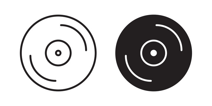 Vinyl icon flat outline in black