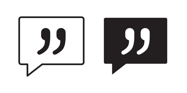 Comment quote icon flat outline in black